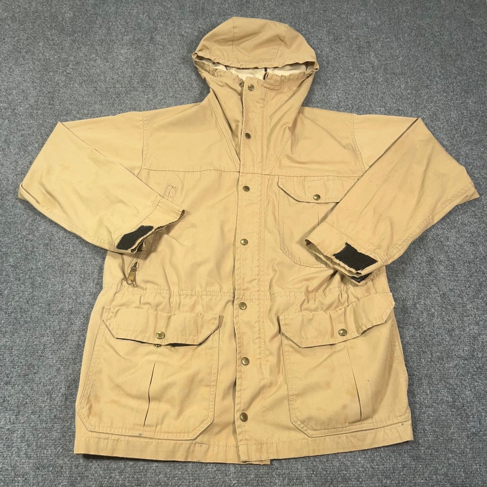 VTG Camp 7 Mountain Parka Jacket Mens L Hooded Utility Field Coat Tan Western